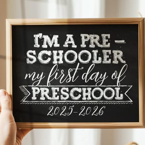 Panneau Premier jour d&#39;âge préscolaire, tableau imprimable, 1er jour d&#39;âge préscolaire 2025