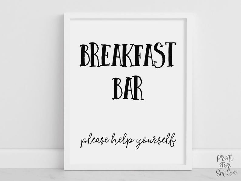 Breakfast Included. Sign Breakfast Bar Sign Printable, Food Station Decor, Graduation Party ...