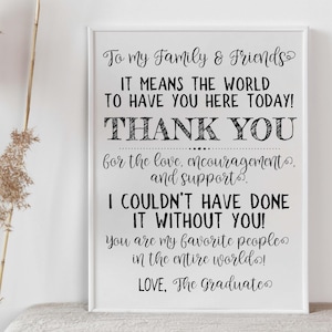 Graduation Thank You Sign Guests PRINTABLE