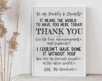 Graduation Thank You Sign Guests PRINTABLE