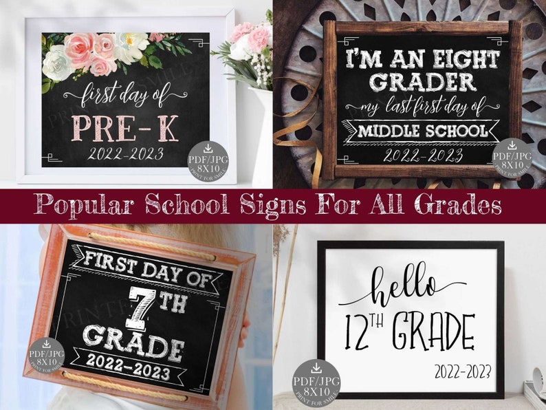 First Day of 4th Grade Sign Fourth Grade Sign PRINTABLE School - Etsy