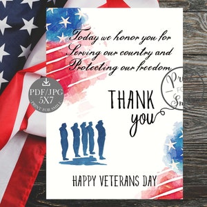 Happy Veterans Day Card PRINTABLE