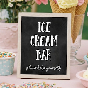 Ice Cream Bar Sign, PRINTABLE Graduation Sign, Chalkboard Graduation Party Decorations, Table Sign, Grad Party Decor