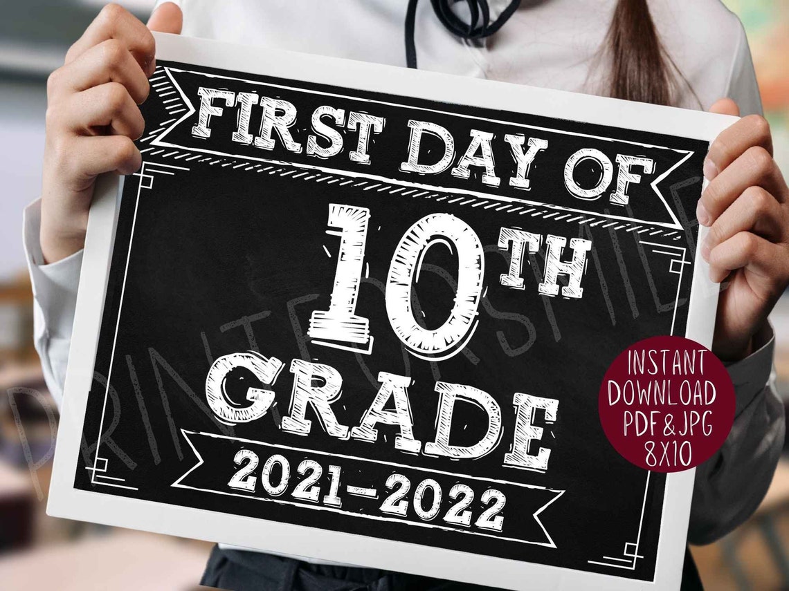First Day Of School Sign 10th Grade Sign PRINTABLE 1st Etsy