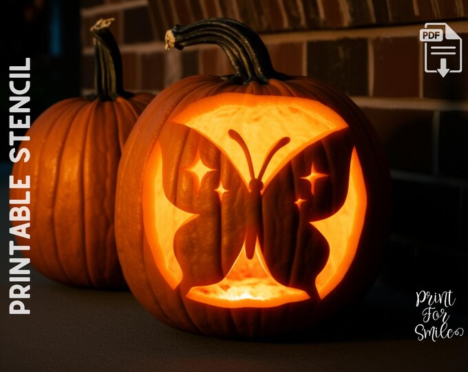 Butterfly Pumpkin Stencil, Butterfly Printable Pumpkin Stencil, Jack O