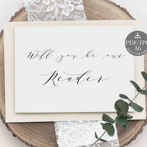 Tarjeta de propuesta de lector ¿Serás nuestra tarjeta de lector? Boda IMPRIMIBLE