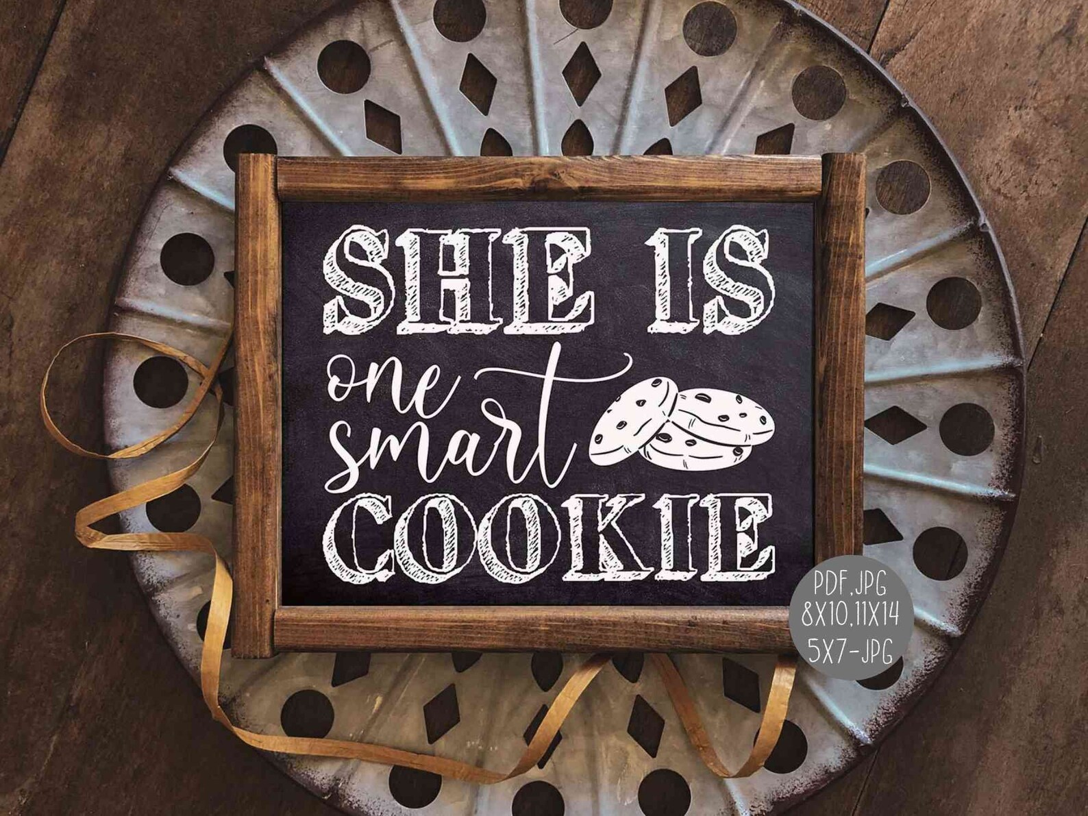 She is One Smart Cookie Sign PRINTABLE Chalkboard - Etsy