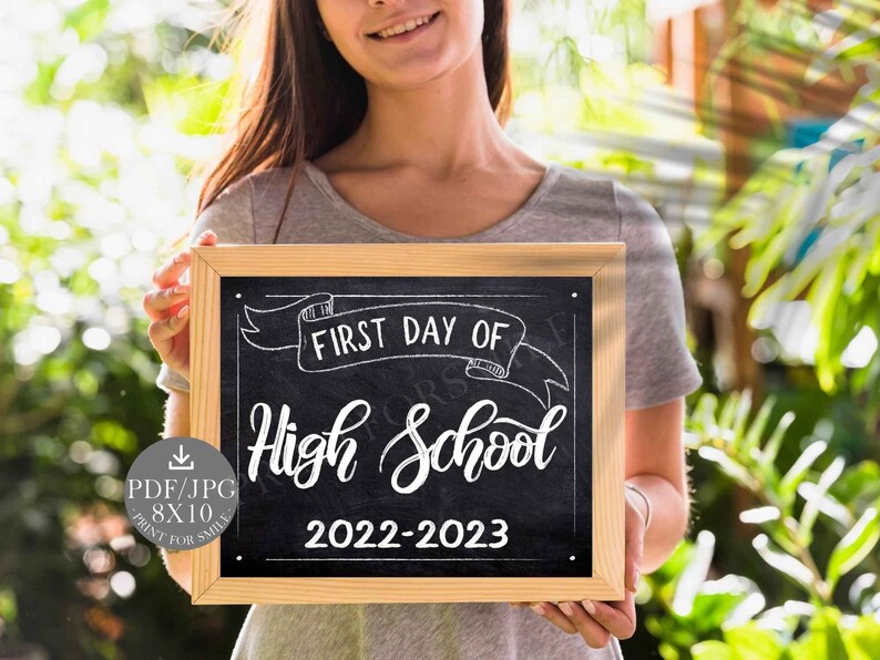 First Day of High School Sign Printable Chalkboard 2022 - Etsy
