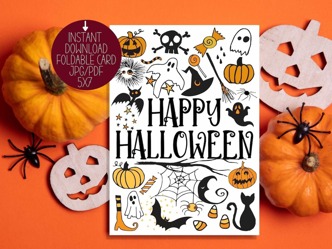 Happy Halloween Card PRINTABLE Etsy Happy Halloween Card PRINTABLE Etsy