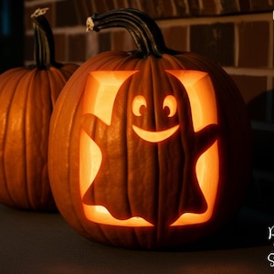 Söt spökpumpa carving schablon mallmönster UTSKRIVBAR | Enkel barndesign