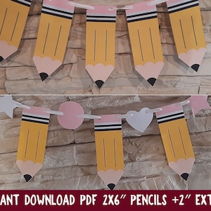 Banner de lápiz de regreso a la escuela, banner del primer día de clases, decoración del aula, IMPRIMIBLE