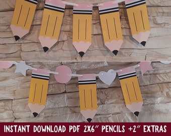 Back To School Pencil Banner, First Day Of School Banner, Classroom Decor, PRINTABLE