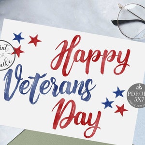 Happy Veterans Day Card PRINTABLE - Etsy