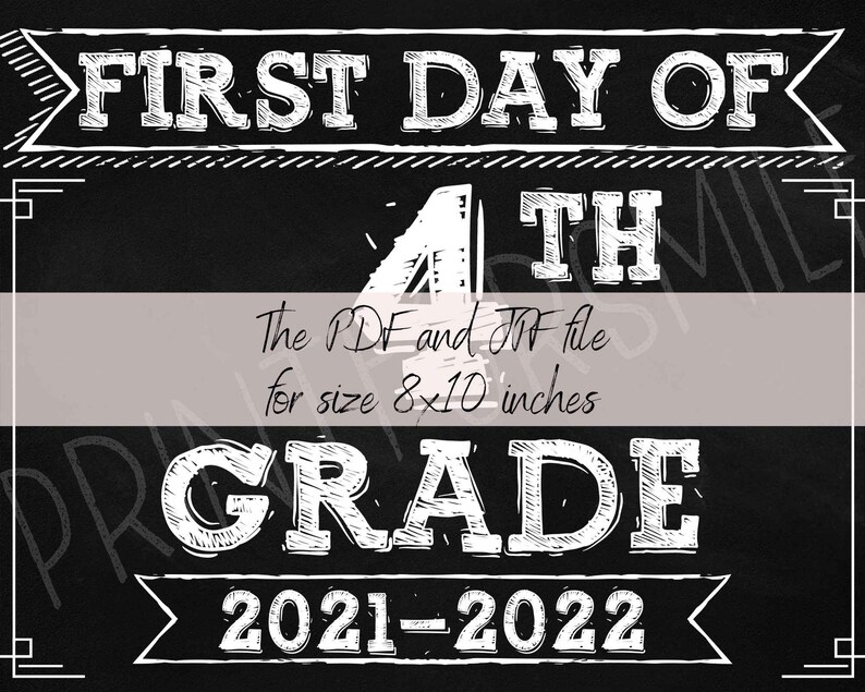 First Day Of School Sign 4th Grade Sign PRINTABLE Fourth Grade | Etsy