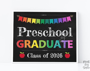 Letrero de graduación de preescolar IMPRIMIBLE, Último día de preescolar, Accesorio para fotos 2026