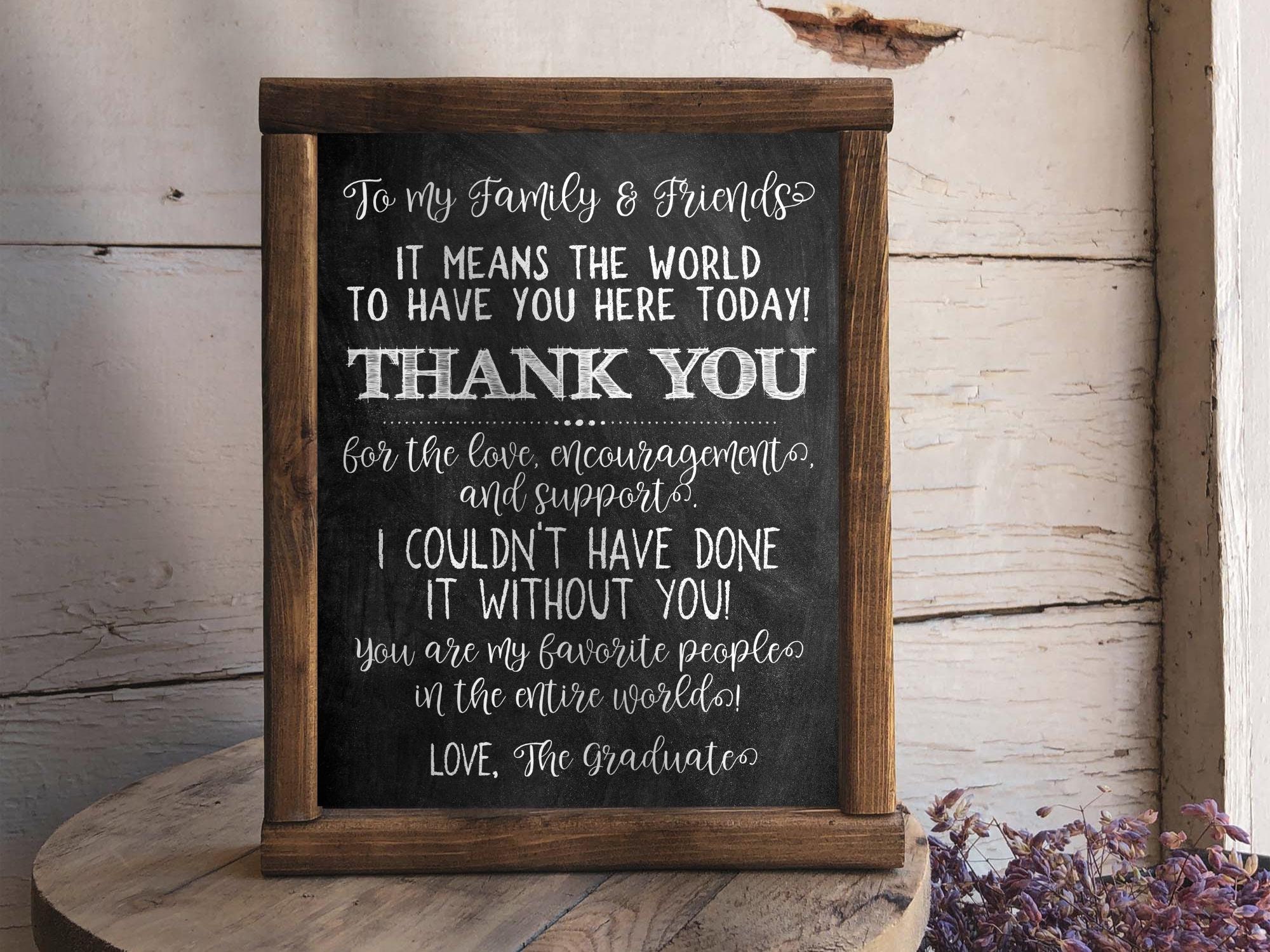To My Family and Friends Thank You Sign Graduation PRINTABLE Party ...