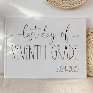 Last Day Of 7th Grade Sign Seventh School 2025 Printable
