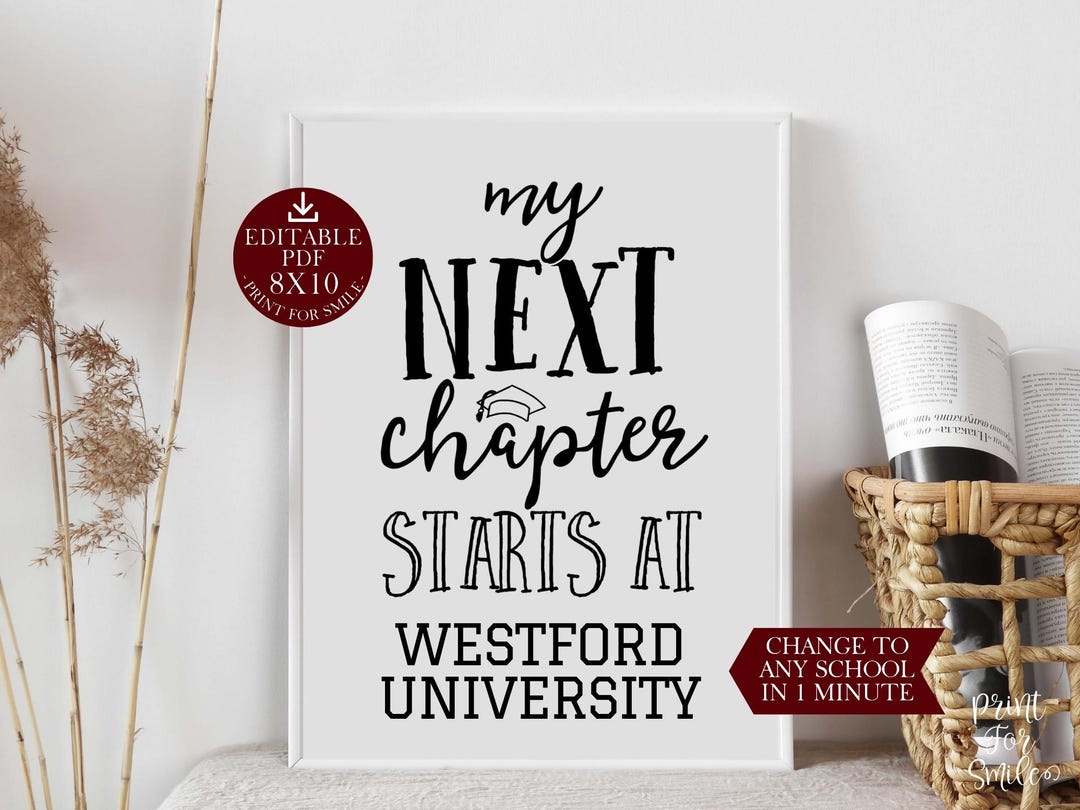 My Next Chapter Graduation Sign Starts at PRINTABLE Party Decorations ...