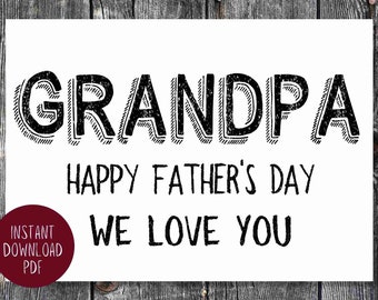 Grandfathers Day Card, Printable Card, Cute Card, E-card, Grandfather ...