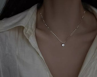 Collier argent | Argent 925 | Chaîne | Collier pour femmes | Remorque | Cristal