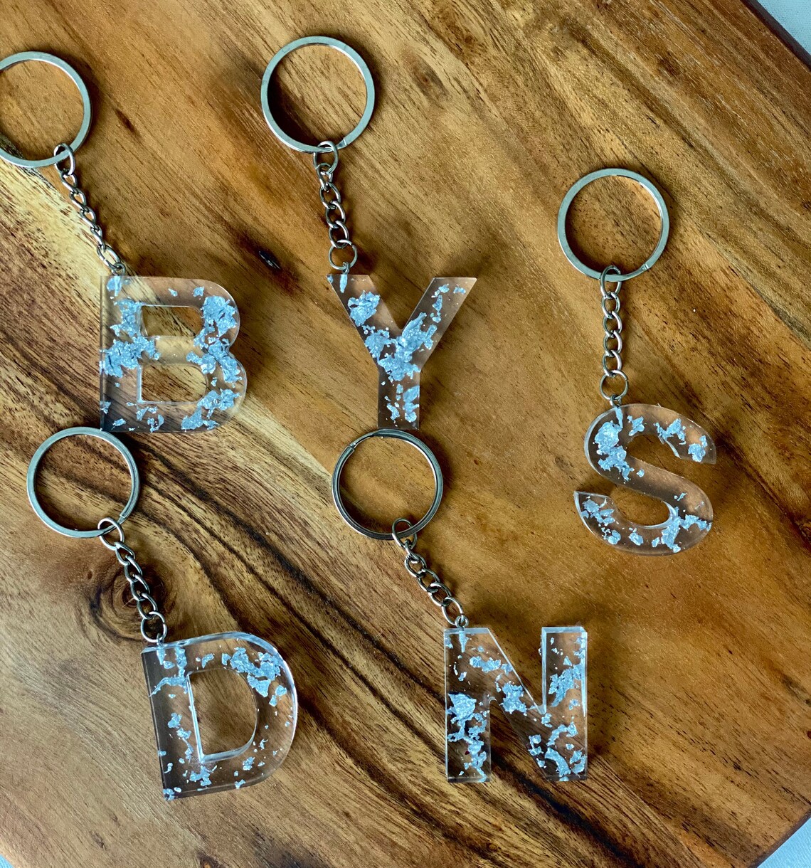 Epoxy Resin Keychain Resin Silver Clear Etsy