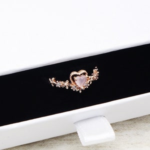 Cubic Zirconia Ring - Pink Heart Ring - Dainty Ring - Gift for Her - Rings for Women - Flower Rings - Fairy Ring