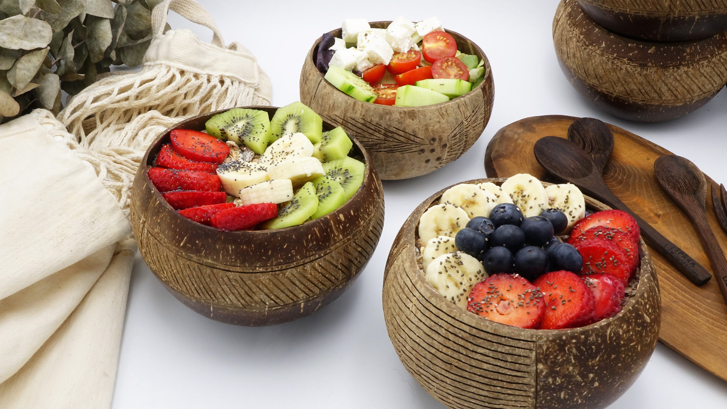 Jumbo Coconut Bowls - Acai Bowl - Picnic Essentials - Fruit Bowl - Ve…