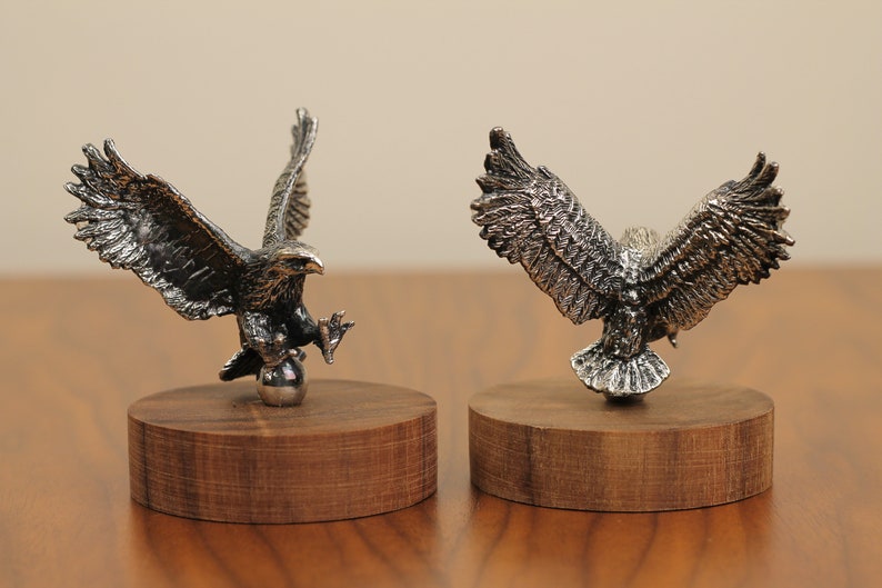 Paperweight Wooden With Brass Eagle Etsy