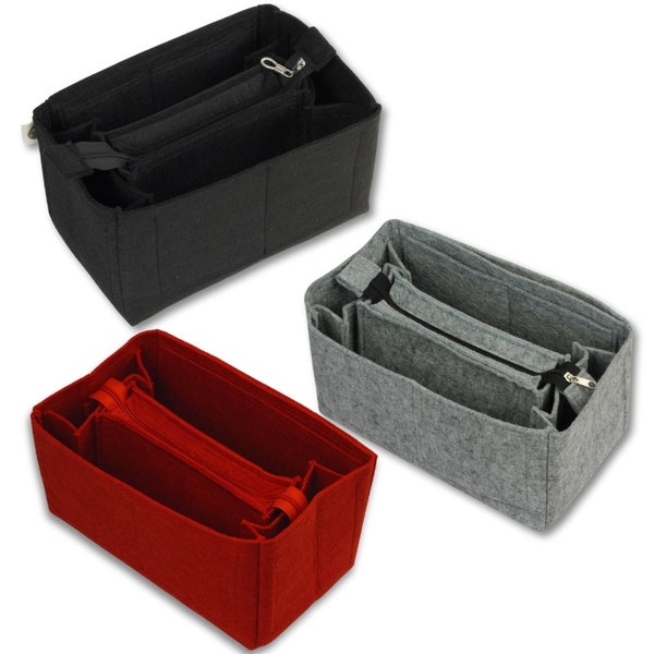 AGS FREYA - Felt Handbag Organizer for  Speedy 25,30,35 , Le Pliage Cuir, Brikin 35 & more; Removable Zippered Pouch / Purse Storage Pockets