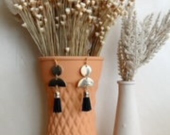 Gold Three Tier Handmade Earrings