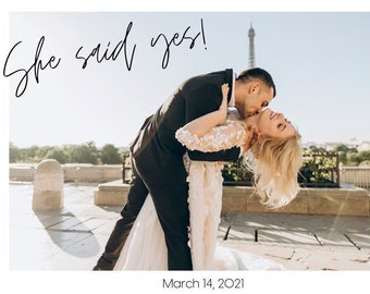 Personalized She Said Yes Engagement Announcement Card - Customize & Print - DIY Instant Template Download