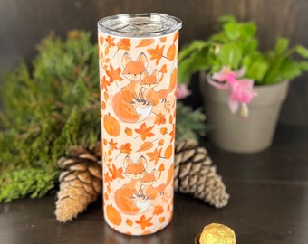 Cute Foxes Tumbler, Cute Foxes 20oz Tumbler, Fox Lover Gift, Animal Lover Gift, Fox Travel Mug, Valentine's Day Gifts, Gift for Teacher