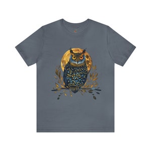 Night Owl T-Shirt: Full Moon Bird Watcher Gift Steel Blue