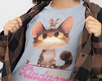 Choose Kindness Shirt, Cute Cat and Mouse Kindness T-shirt, Be Kind Shirt, Inspirational Tee shirt, Gift for her, Gift for Teacher, Teach