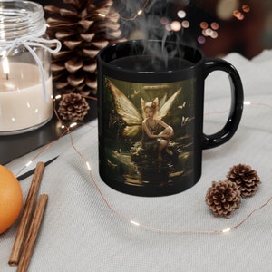 Fairy Grotto Ceramic Mug, Butterfly Dragonfly Design, Gift for Her