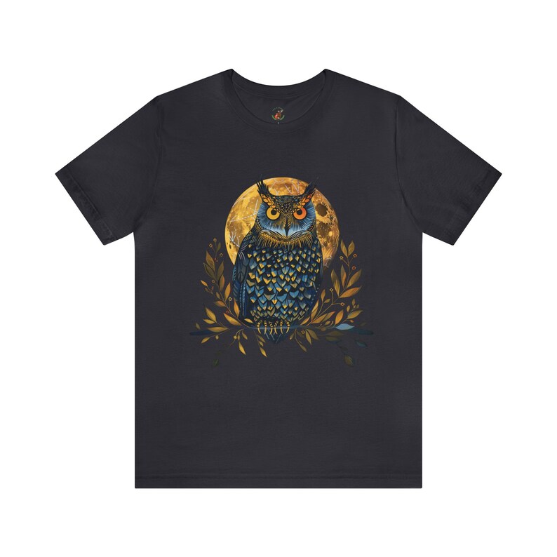 Night Owl T-Shirt: Full Moon Bird Watcher Gift Dark Grey