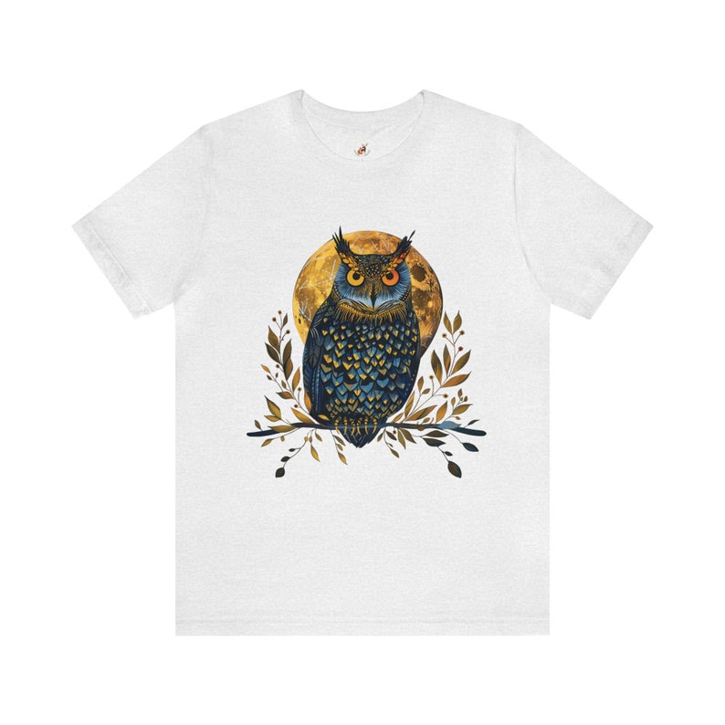 Night Owl T-Shirt: Full Moon Bird Watcher Gift Ash