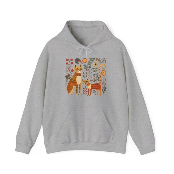Floral Cat Sweatshirt: Ethically Grown Cotton Cozy Winter Sweater