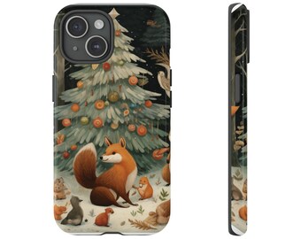 Woodland Fox Christmas Phone Case, Winter Animal Yule Cover