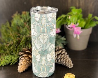 Art Deco Lilly 20oz Tumbler: Floral Insulated Travel Mug