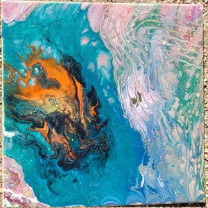 Acrylic paint pouring Fluid art Original Abstract painting Wall art