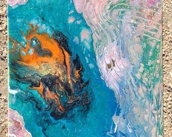 Acrylic paint pouring Fluid art Original Abstract painting Wall art