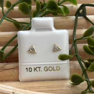 10K Gold mini Triangle Screw Earrings Gold Studs Woman Girl Tiny Dainty Gold Jewelry
