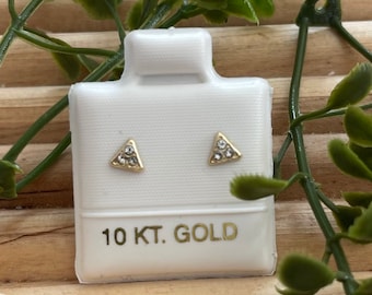 10K Gold mini Triangle Screw Earrings Gold Studs Woman Girl Tiny Dainty Gold Jewelry