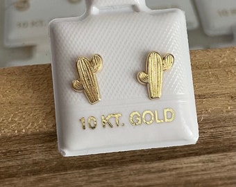 Cactus Gold Minimalist Earrings 10K Gold Studs Screw Earrings /Girls Earrings/ Stud earrings/ Ball Backings/ Hypoallergenic Earrings / Woman