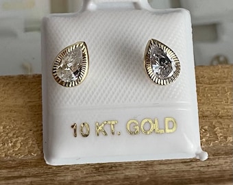 10K Gold teardrop screw earrings minimalist earrings little girl gold earrings woman second third piercing earrings men gold piercings