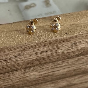 10K gold earring Lady Bug, Lady bug earrings, Lady bug , ladybug studs  tiny ladybug, dainty ladybug, ladybugs, Valentines Day Gift