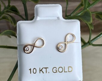 10K Gold Unendlichkeit Liebe Ohrringe / Infinity Zeichen / Infinity Piercings / Freundschaft / Liebe und Freundschaft Ohrringe / Valentinstag Geschenk