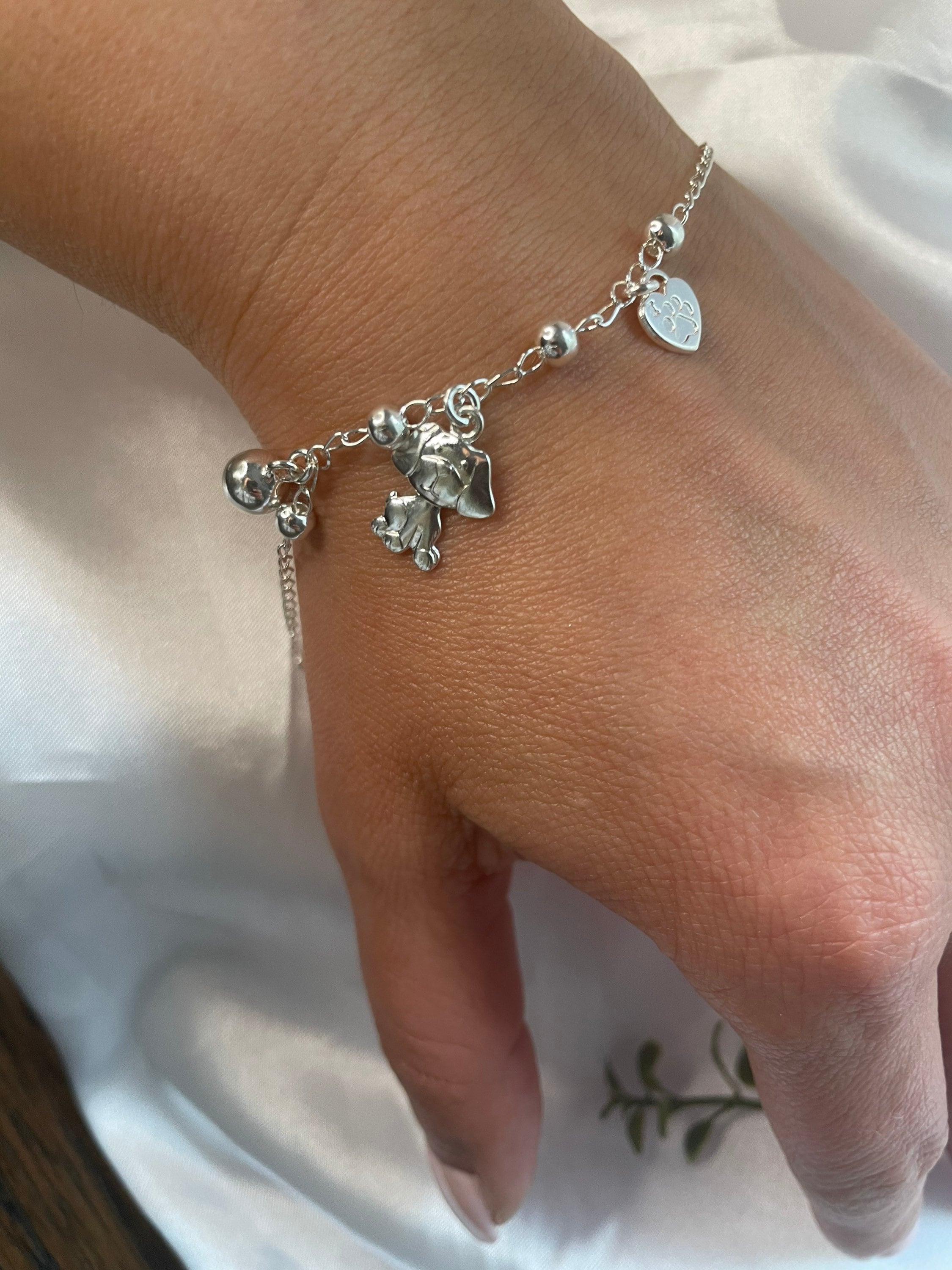 Dog charm 925 sterling silver bracelet for dog lover /love for dogs pet lovers gift/ gift for pet lovers