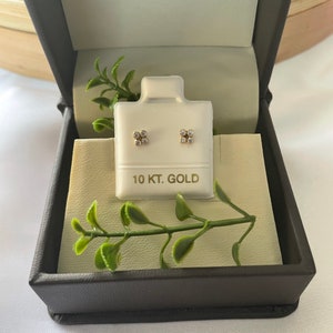 10K Gold Mini Square Cubic Zirconia Studs Woman Earrings Girl Earring Boy Earring Hypoallergenic Real Gold Jewelry